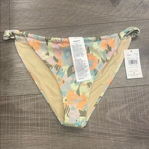 RVCA Floral Pastel Bikini Bottoms in Floral French High Cut Coverage Size L